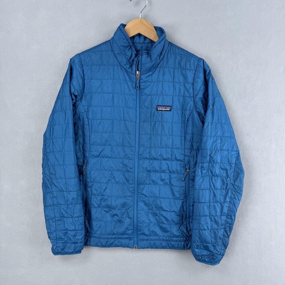 Patagonia Nano Puff Jacket Womens Large Blue Quilted PrimaLoft Zip Outdoor
